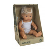 Miniland Dolls - 38cm Caucasian Boy Blonde Boxed
