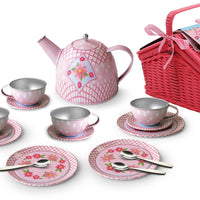 Champion - Tin Tea Set in Picnic Basket Floral