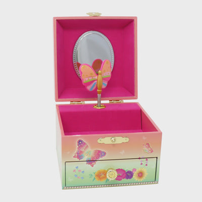 Pink Poppy - Musical Jewellery Box Small Rainbow Butterfly