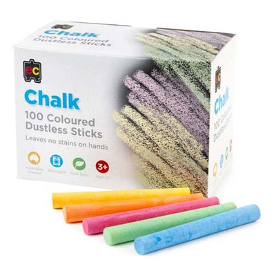 EC - Dustless Classroom Chalk Coloured 100 piece