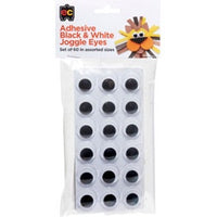 EC - Adhesive Joggle Eyes Black & White