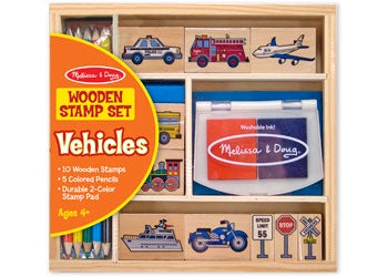 Melissa And Doug - Wooden Stamp Set Vehicles