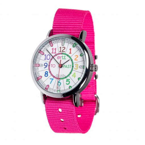 EasyRead Time Teacher - Watch Pink Strap Rainbow Face