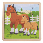 Bigjigs - Tray Puzzle Small 16 Piece Horse & Foal