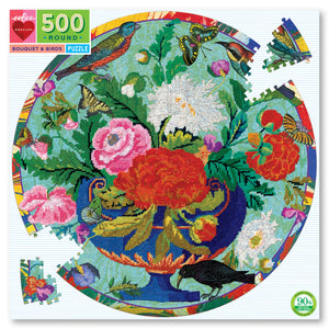 Eeboo - Puzzle Round 500 Piece Bouquet And Birds