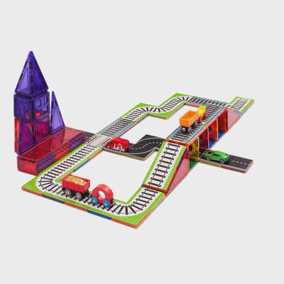Learn & Grow Toys - Magnetic Tile Toppers Train Track Pack 36 Piece
