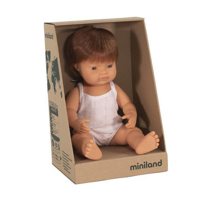 Miniland Dolls - 38cm Caucasian Boy Brunette Boxed