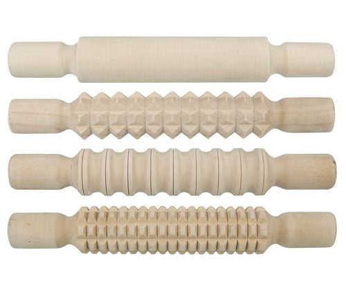 Zart - Wooden Pattern Rolling Pins 4 Piece